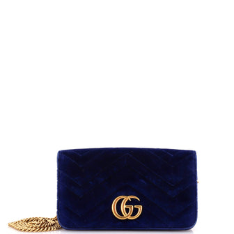 Gucci GG Marmont Chain Flap Bag Matelasse Velvet Mini