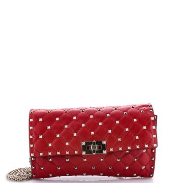 Valentino Garavani Rockstud Spike Wallet on Chain Quilted Leather Small