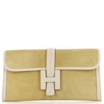 Hermes Jige Elan Clutch Doblis Suede 29