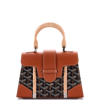 Goyard Structured Saigon Top Handle Bag Coated Canvas with Leather Mini