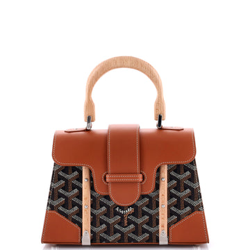 Goyard Structured Saigon Top Handle Bag Coated Canvas with Leather Mini