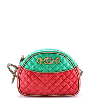 Gucci Trapuntata Camera Shoulder Bag Quilted Laminated Leather Mini