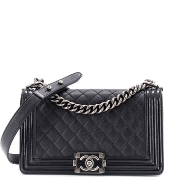 Chanel Boy Flap Bag Quilted Goatskin with Patent Old Medium