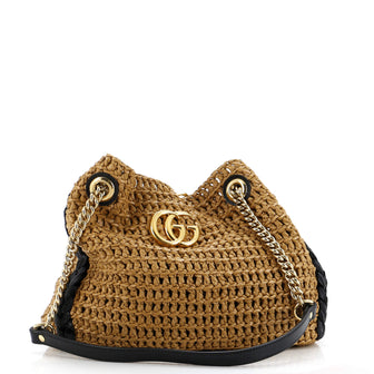 Gucci GG Marmont Chain Tote Raffia Small