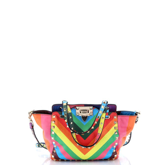 Valentino Garavani 1973 Rockstud Tote Striped Leather Mini