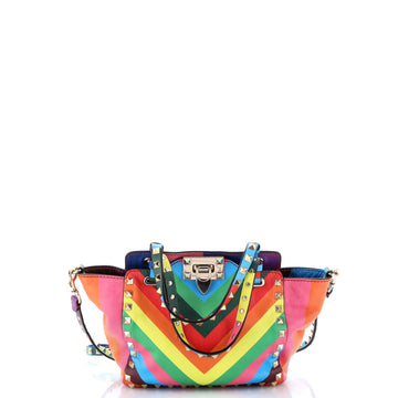 Valentino Garavani 1973 Rockstud Tote Striped Leather Mini