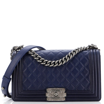 Chanel Boy Flap Bag Quilted Lambskin Old Medium