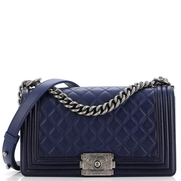 Chanel Boy Flap Bag Quilted Lambskin Old Medium