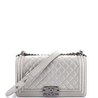 Chanel Boy Flap Bag Quilted Caviar Old Medium