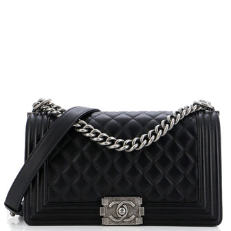 Chanel Boy Flap Bag Quilted Lambskin Old Medium