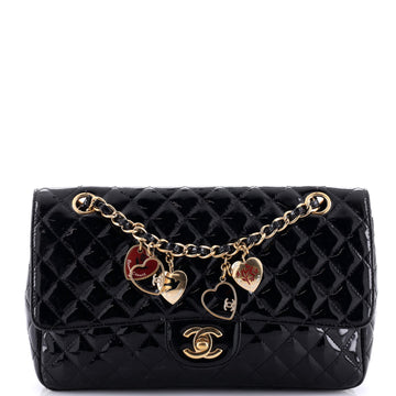 Chanel Valentine Hearts Flap Bag Quilted Patent Medium