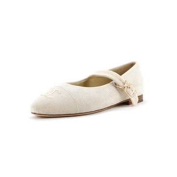 Chanel Women's CC Mary Jane Flats Embroidered Corduroy