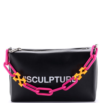 Off White Block Pouch Shoulder Bag Printed Leather