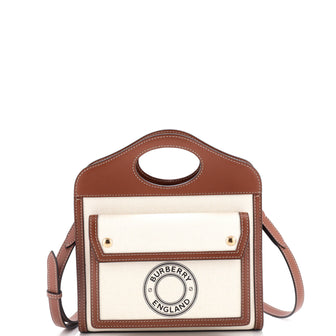 Burberry Logo Pocket Tote Canvas with Leather Mini