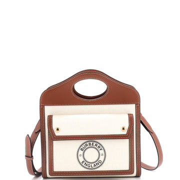 Burberry Logo Pocket Tote Canvas with Leather Mini