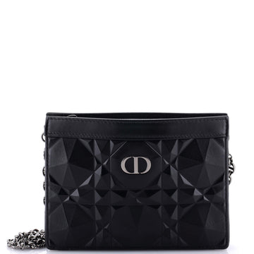 Christian Dior Caro Zipped Pouch With Chain Diamond Motif Cannage Calfskin