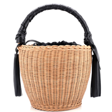 Saint Laurent Panier Tassel Round Bucket Bag Wicker with Leather