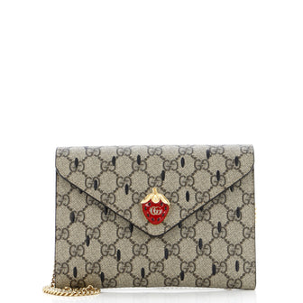 Gucci Strawberry Wallet on Chain Printed GG Coated Canvas Mini