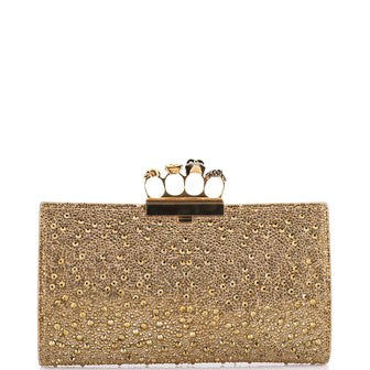 Alexander McQueen Flat Knuckle Clutch Crystal Embellished Satin Medium