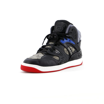 Gucci Men's Gucci Basket High-Top Sneakers GG Coated Canvas and Demetra