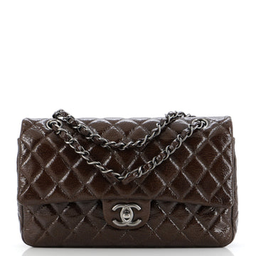Chanel Classic Double Flap Bag Quilted Crinkled Patent Medium