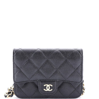 Chanel Classic Flap Clutch with Chain Quilted Caviar Small