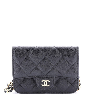 Chanel Classic Flap Clutch with Chain Quilted Caviar Small