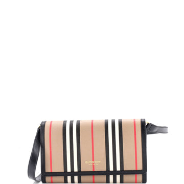 Burberry Hannah Wallet on Strap Icon Stripe E-Canvas
