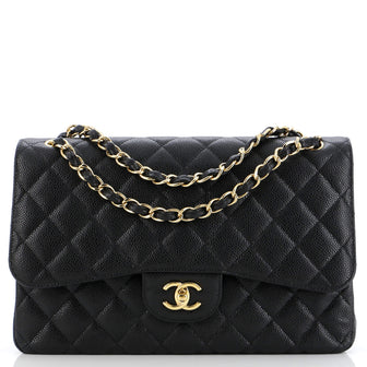 Chanel Classic Double Flap Bag Quilted Caviar Jumbo