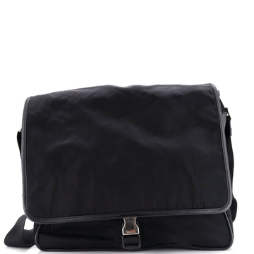 Prada Impunturato Buckle Flap Messenger Bag Quilted Tessuto Small