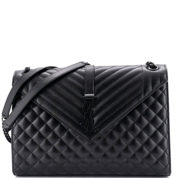 Saint Laurent Classic Monogram Envelope Satchel Mixed Matelasse Leather Large