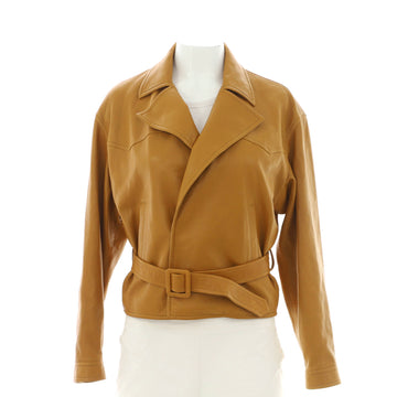 Saint Laurent Women's Double Breasted Belted Jacket Leather