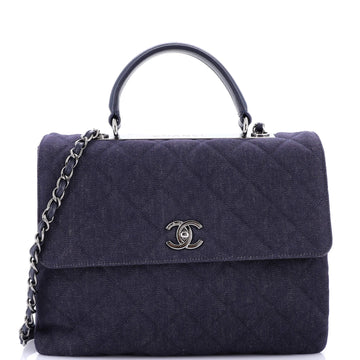 Chanel Trendy CC Top Handle Bag Quilted Denim Large