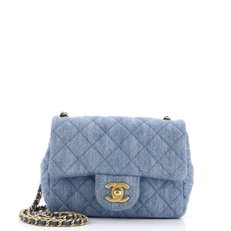 Chanel Pearl Crush Square Flap Bag Quilted Denim Mini