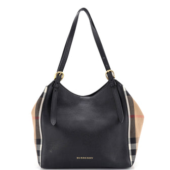 Burberry Canterbury Panels Tote Haymarket Coated Canvas and Leather Small