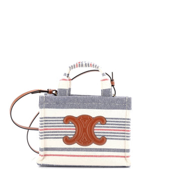Celine Cabas Thais Tote Triomphe Striped Canvas Small