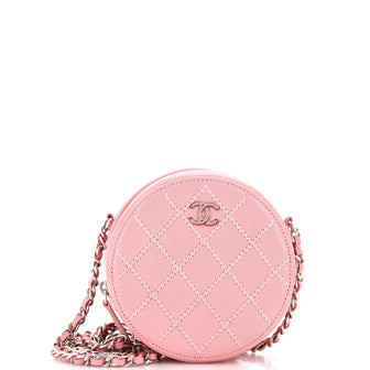 Chanel Round Clutch with Chain Stitched Lambskin Mini