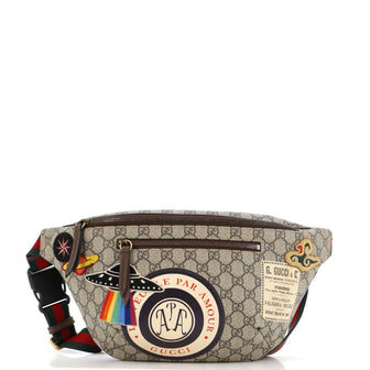Gucci Courrier Zip Belt Bag GG Coated Canvas with Applique
