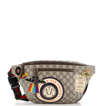 Gucci Courrier Zip Belt Bag GG Coated Canvas with Applique