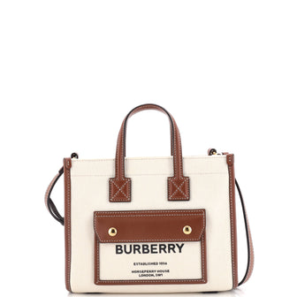 Burberry Freya Shopping Tote Canvas with Leather Mini