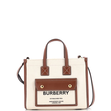 Burberry Freya Shopping Tote Canvas with Leather Mini