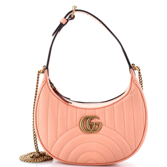 Gucci GG Marmont Half Moon Hobo Matelasse Leather Mini