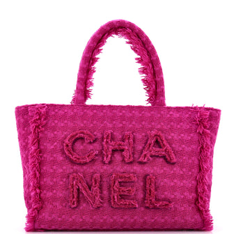 Chanel Giant Logo Shopping Bag Quilted Tweed Medium