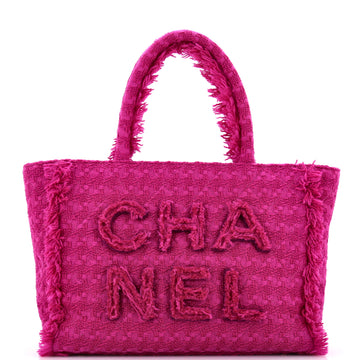 Chanel Giant Logo Shopping Bag Quilted Tweed Medium
