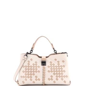 Bottega Veneta Napoli Tote Leather with Intrecciato Detail Small