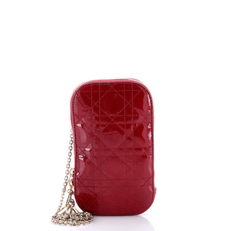 Christian Dior Lady Dior Phone Holder on Chain Cannage Quilt Patent