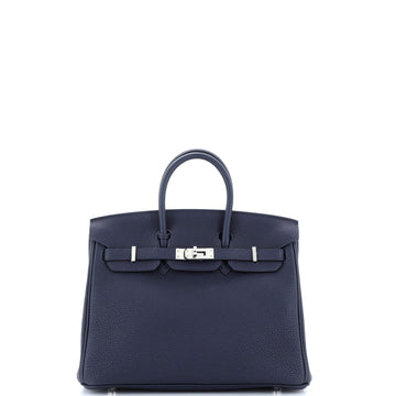 Hermes Birkin Handbag Blue Togo with Palladium Hardware 25