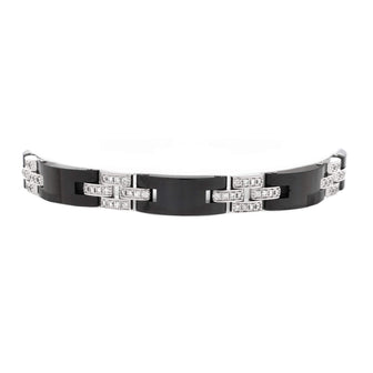 Cartier Maillon Panthere 3 Row Bracelet 18K White Gold with Pave Diamonds and Ceramic