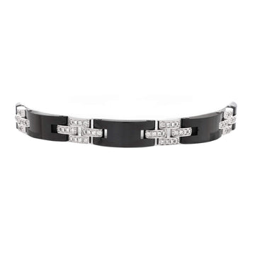 Cartier Maillon Panthere 3 Row Bracelet 18K White Gold with Pave Diamonds and Ceramic