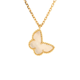 Van Cleef & Arpels Sweet Alhambra Butterfly Pendant Necklace 18K Yellow Gold and Mother of Pearl